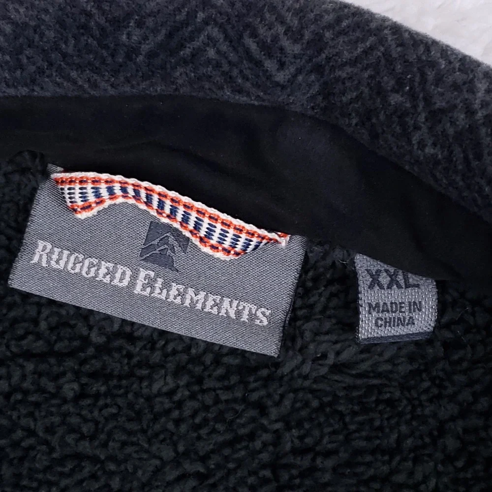 Rugged Element Shirt Jacket Men XXL Herringbone Sherpa Lined Fleece Shacket Gray